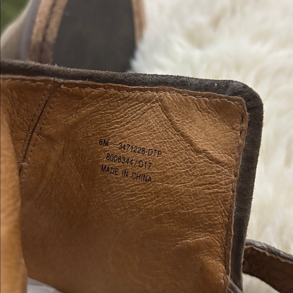 Frye Dani Shield Suede Wood Brown Open Toe Bootie Heel Sling Sandal Size 8 - Picture 8 of 12